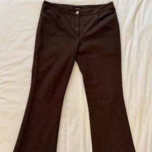 Size 42 90s Escada Brown Denim Pants with Pointed Pockets